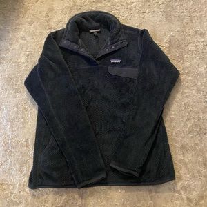 navy blue patagonia snap fleece pullover